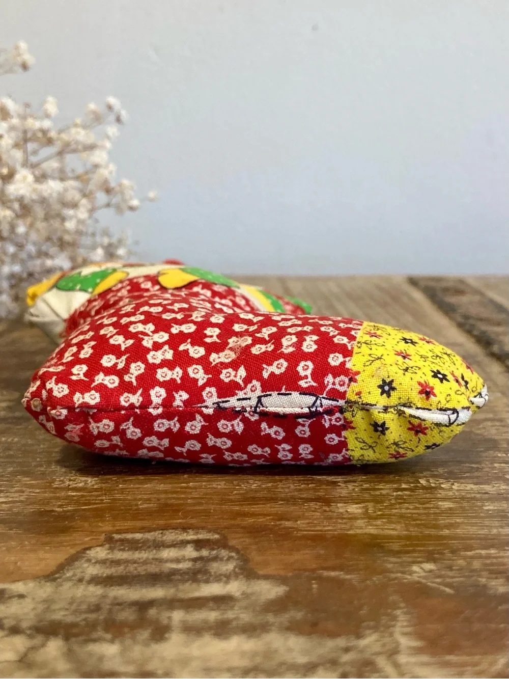 Vintage Plush Ornament Patchwork Clown Christmas Stocking Handmade